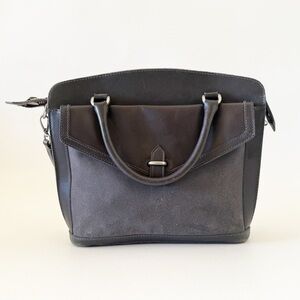 Madewell Bag Sloane Satchel Leather Suede Chic Classic Preppy Academia Dark Gray